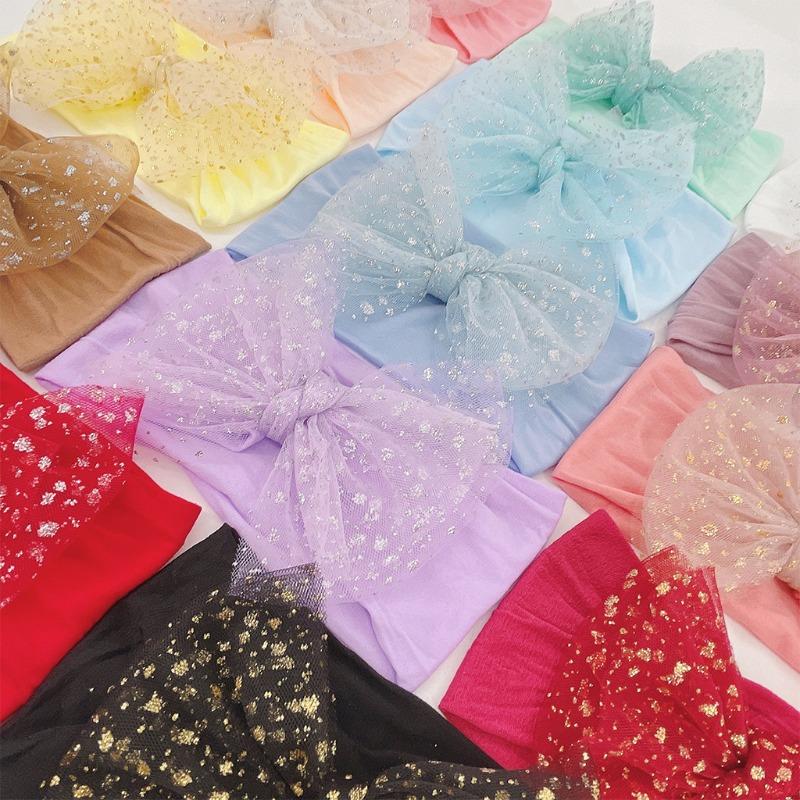 Baby hair accessories plain soft nylon bow headband children's headscarf jewelry children's hair accessories
