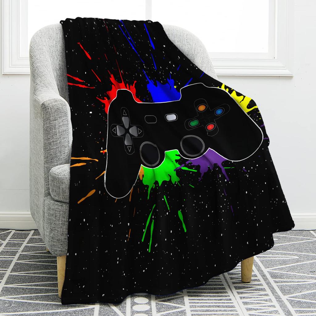 VIKAMA Gaming Wind Cover Blanket Gamepad Gradient Dazzle Color Sofa Blanket Bedroom Blanket Home Four Seasons Blanket