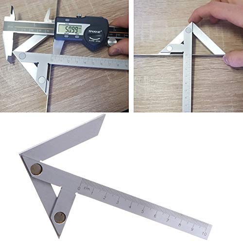 CarAngels Stainless Steel Center Gauge, 70mm Center Square, 45 Square, Stop Square, Right Angle Ruler, 45 Degree Ruler, Center Finder, Carpenter's Ma