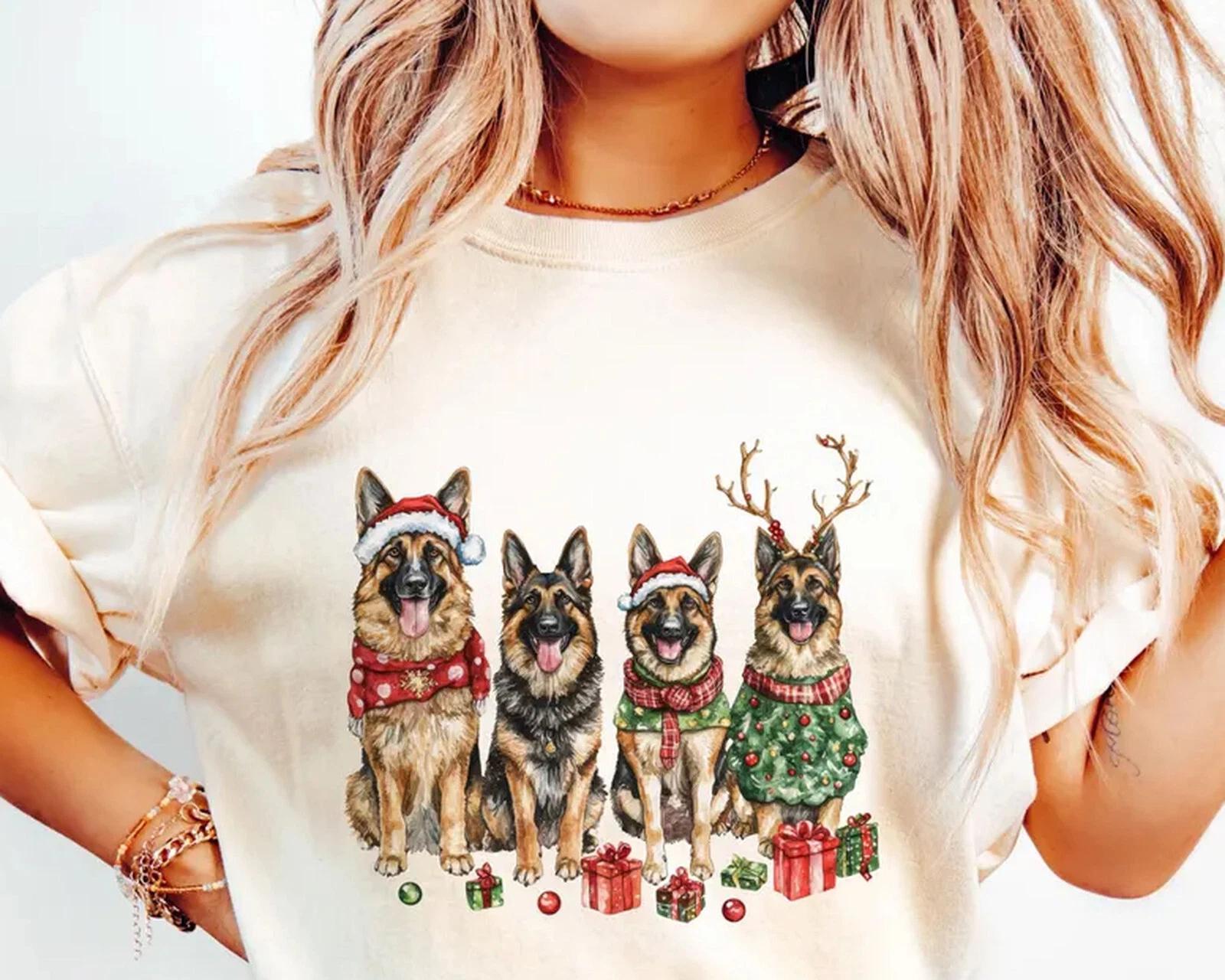 German Shepherd Dog Christmas Shirt, Santa Dog Shirt For Mom, Gift For Dog Owner 2XL