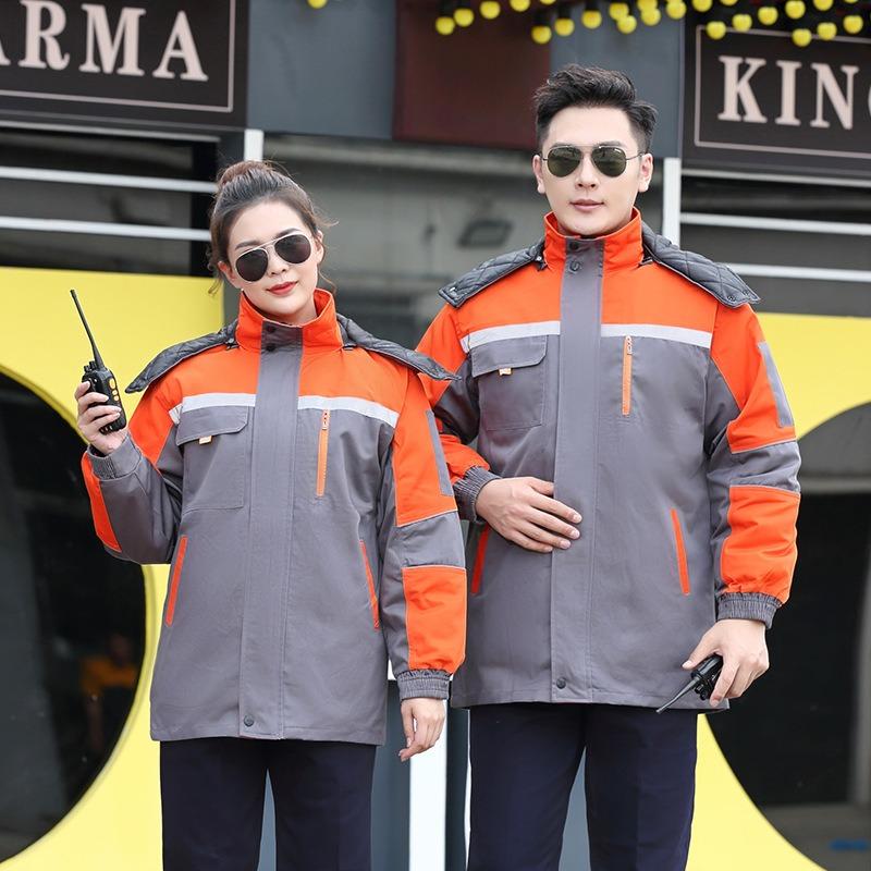 Winter work clothes liner removable cotton clothes top men's and women's cold storage labor insurance clothes cold cotton clothes embroidery