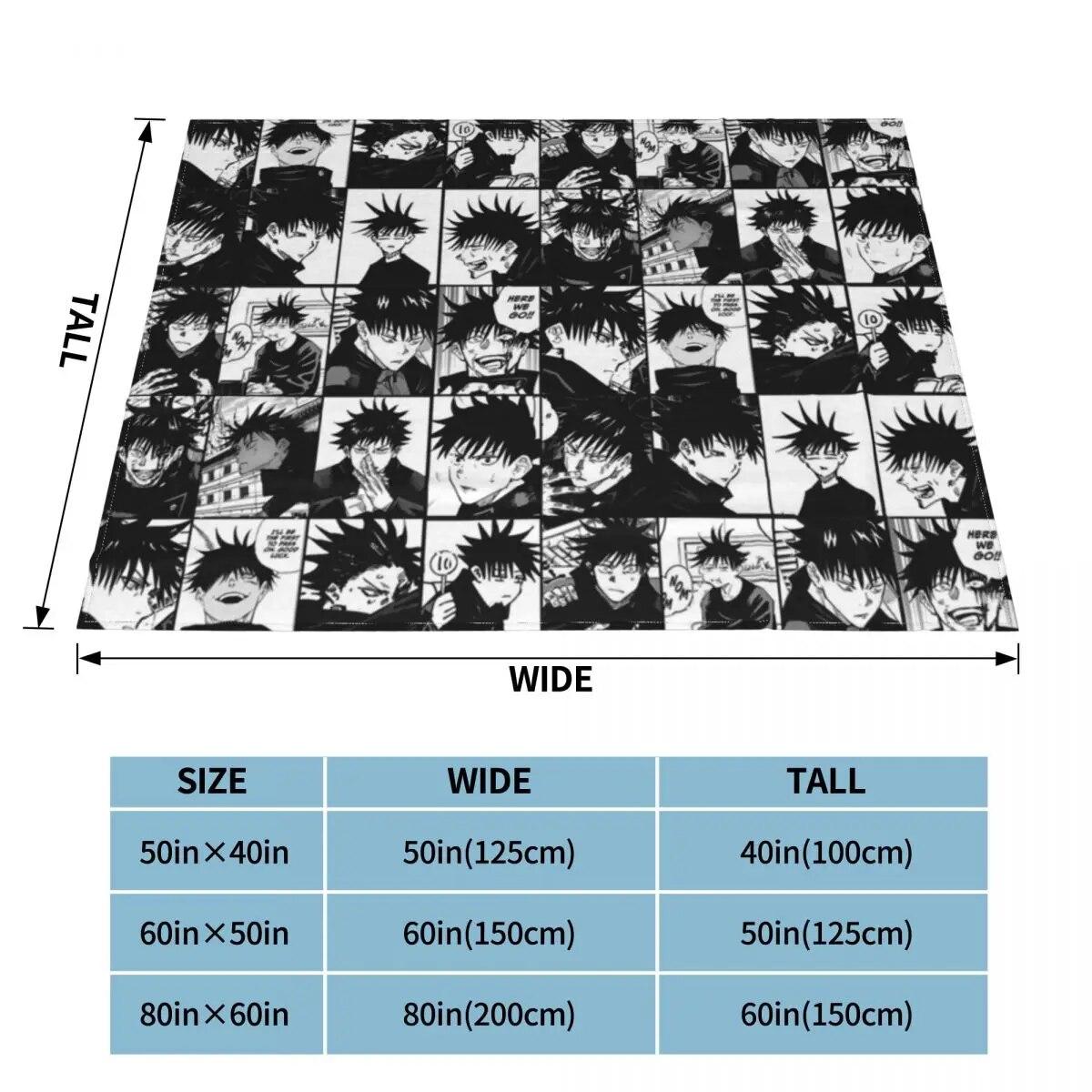 

Fushiguro Megumi манга коллаж одеяло флисовое дзюдзюцу кайсен аниме легкие тонкие пледы для самолета дорожный коврик для кровати 75x100cm 30x40in