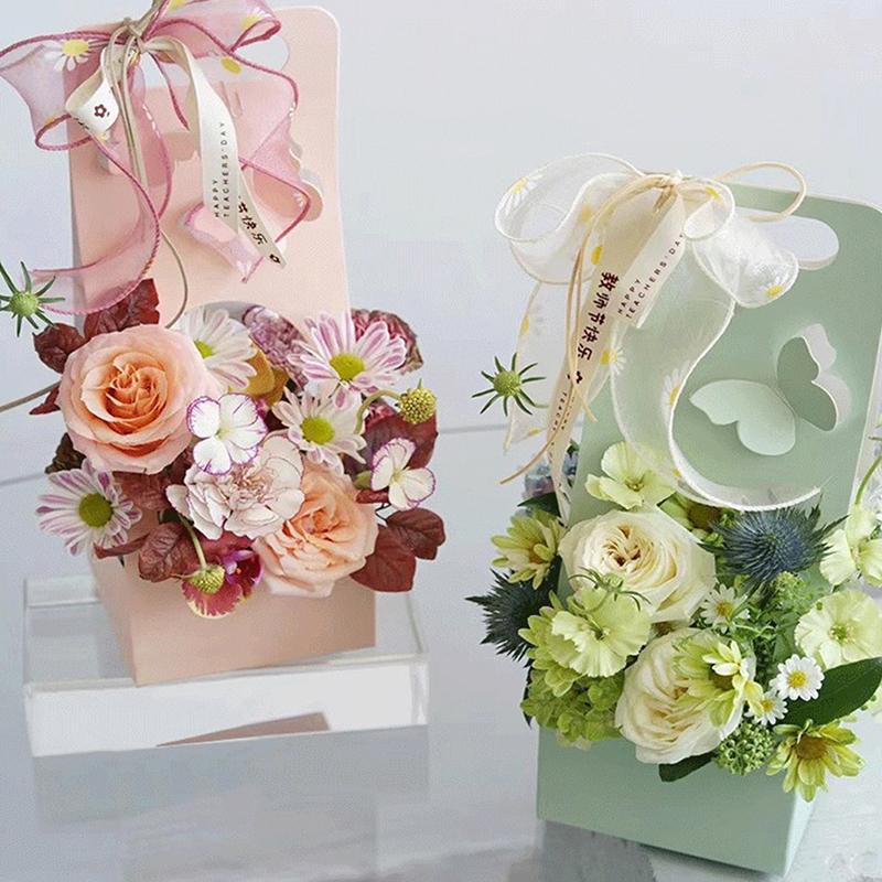 Boîte fourre-tout pour bouquet, panier à poignée creuse en forme de papillon, boîtes d'emballage pour cadeaux de fête