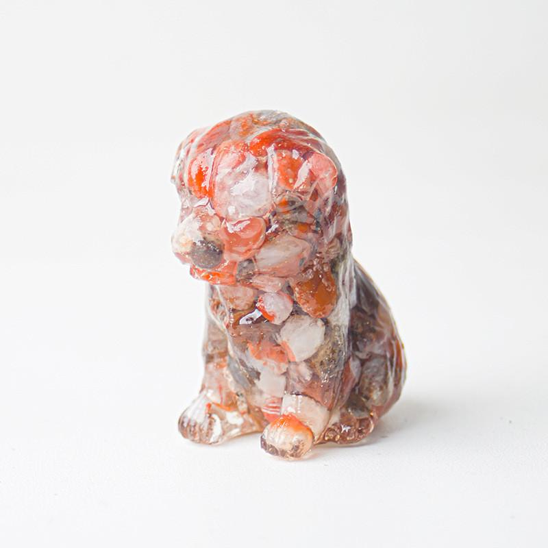 Resin Craft Pet Statue With Genuine Water Crystal For Modern Living Room Accent