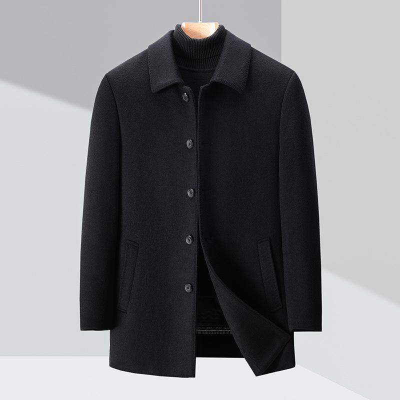 Winter Men's Double-sided Cashmere Coat, Mid-length Wool Woolen Down Liner Jacket, Middle-aged Dad Top