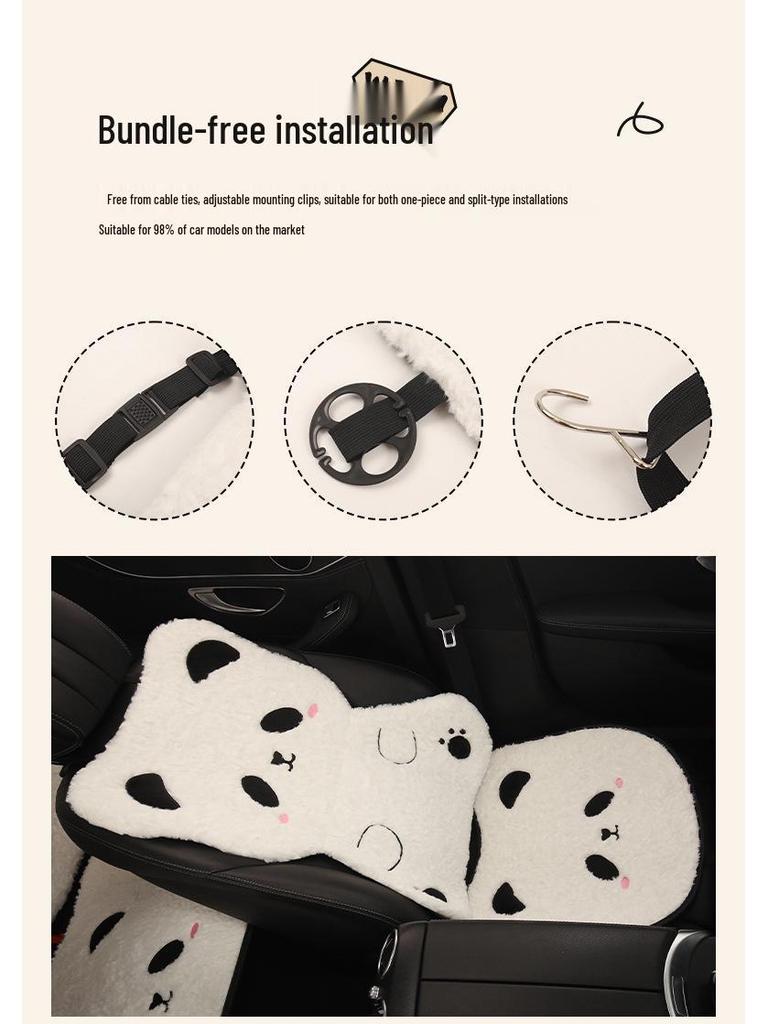 Panda Winter Plush Car Seat Cushion for Toyota bZ3, Corolla, RAV4, Rongfang, bZ5