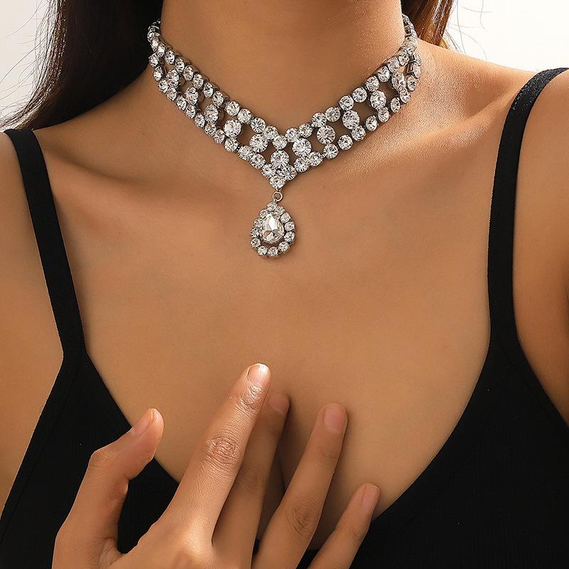2023 Socialite Banquet Style Crystal Multi-Layer Choker Necklace - Japanese & Korean Wedding Trend