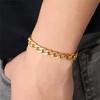 Imitation of 18k Gold Color ClaspThick Flat Hip Hop Cuban Link Chain Bracelet RapperJewelry for Men & Women Unisex Jewelry Gift
