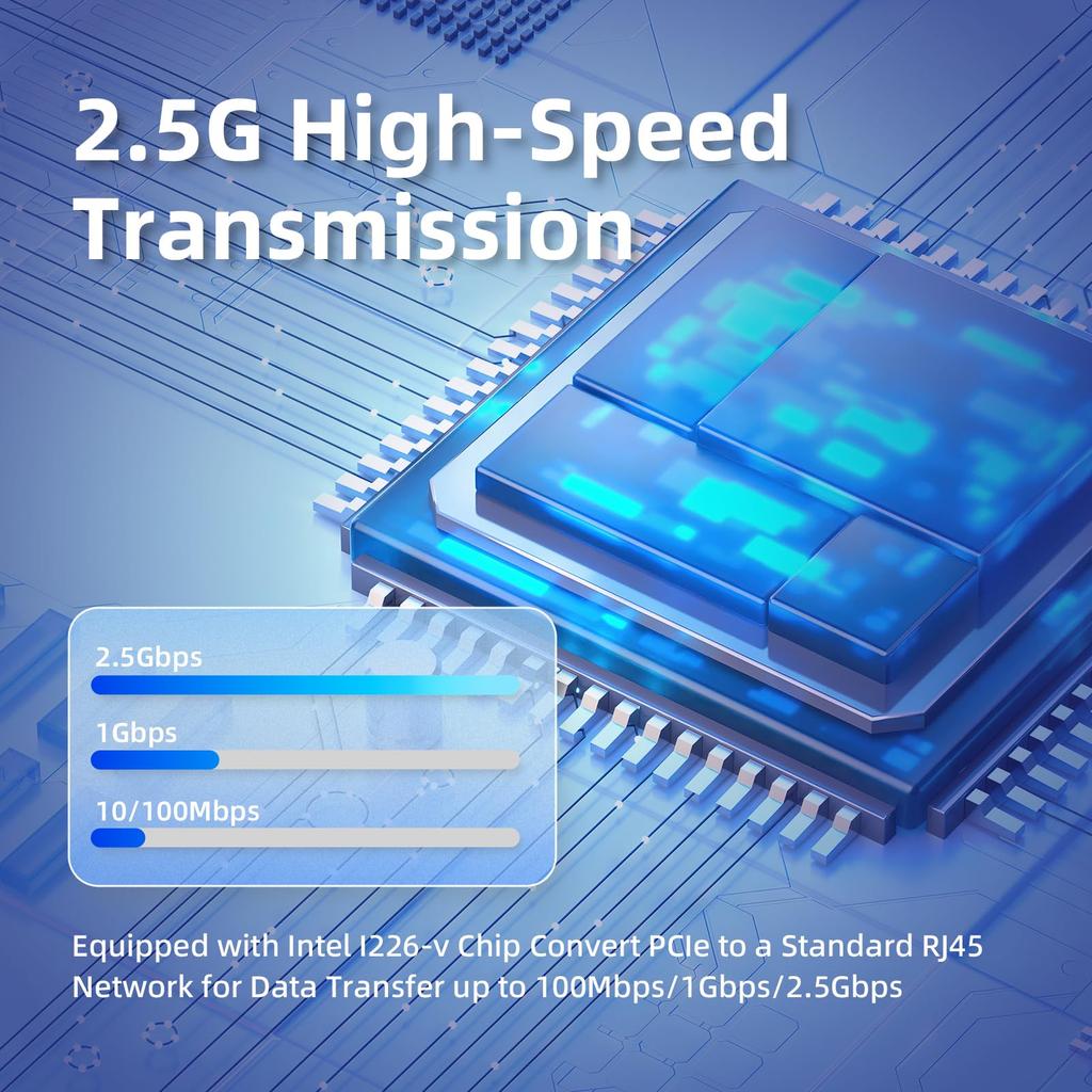 XikeStor PCIe Network Card with Intel Network Adapter NIC PCIe X1 PCI Express Gigabit Ethernet Card for Windows Linux Kernel VMware 2.5Gb I226-V Chip,
