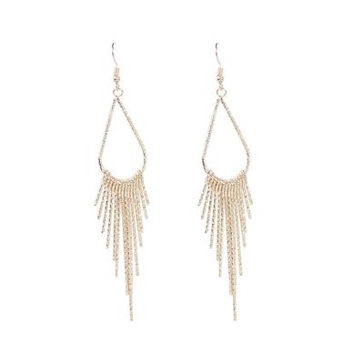 1 Pair Dangle Earrings Simple Long Chain Tassels Water-drop Shaped Jewelry Accessories Fashion Lady Decorations Alloy Ear-drop
