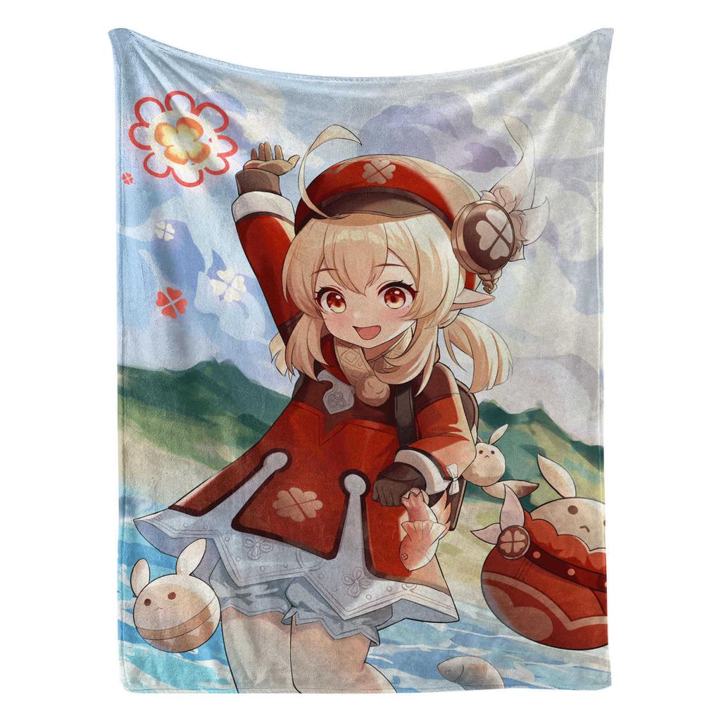 Genshin Impact Klee Cartoon Cute Blanket Cover Warm Soft Anime Flannel Knee Lanket Multifunctional Decoration Universal Blankets
