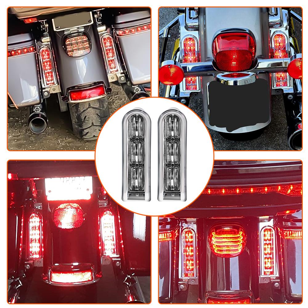 For Harley Touring Road King Road Glide Electra 2014-2022 Black Chrome Saddlebag Accent Filler Insert Support LED Light