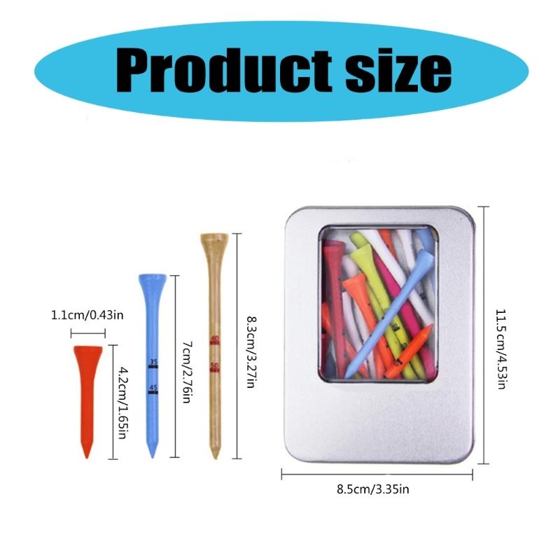 1 Låda Flerfärgade Golfpeggar Minskar Friktion Golfpeggar 42/70/83mm Golfpeggar med Förvaringsfodral