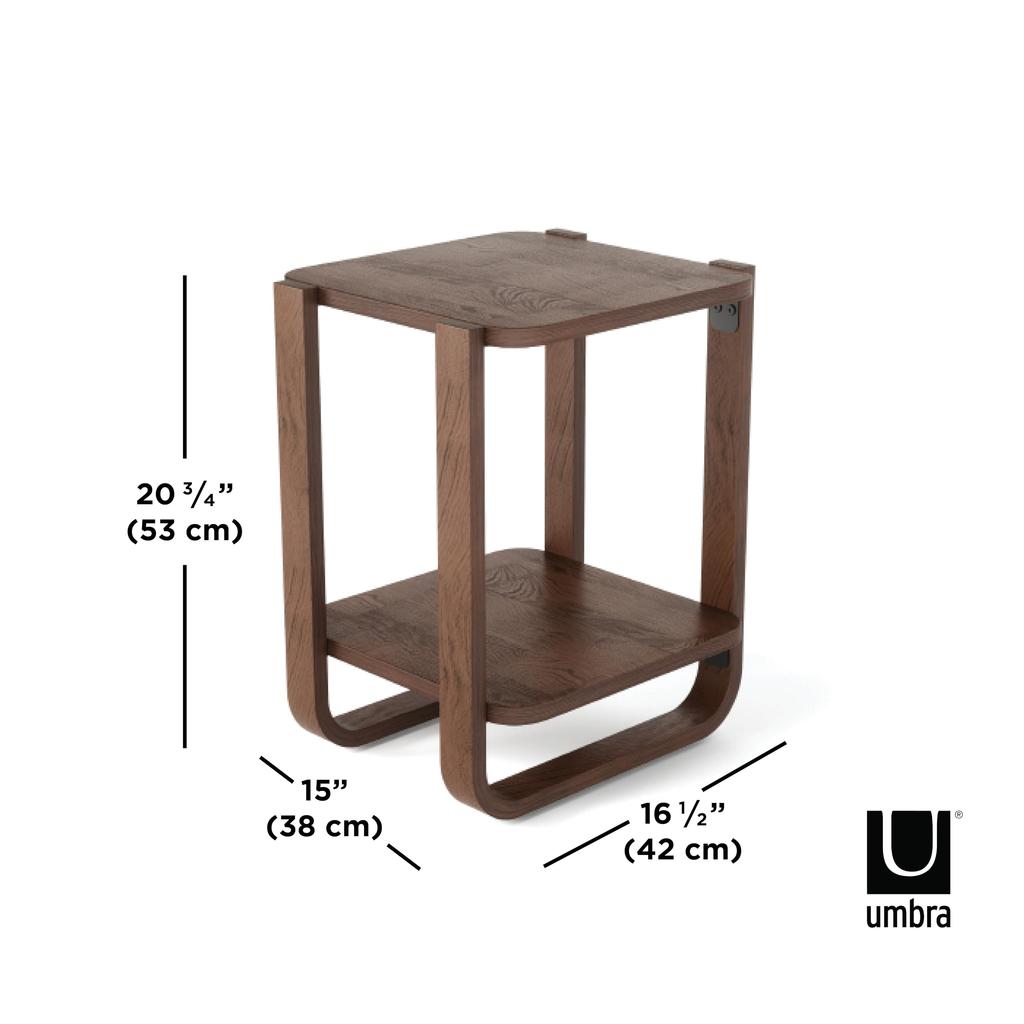 Umbra BELLWOOD Wooden Side Table in Aged 42cm Wide x 38cm Deep x 53cm High Two-Tier Walnut, (Product Code 21017426746)