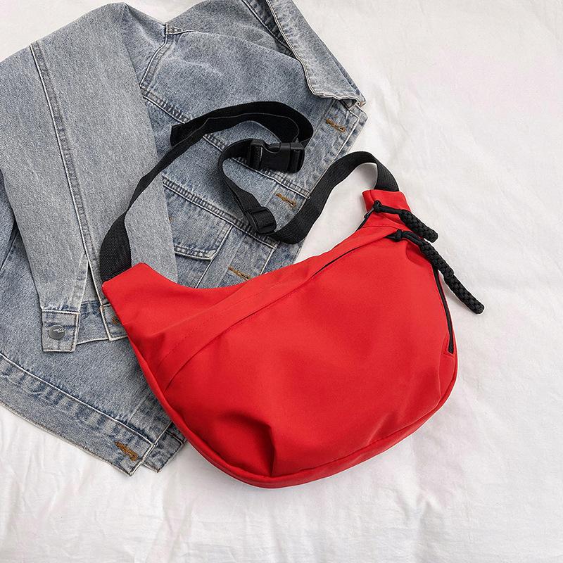 1Pc Solid Color Simple Large Capacity Korean Version of Foreign Style Leisure Bag New Versatile Ins Shoulder Messenger Bag Dumpling Bag