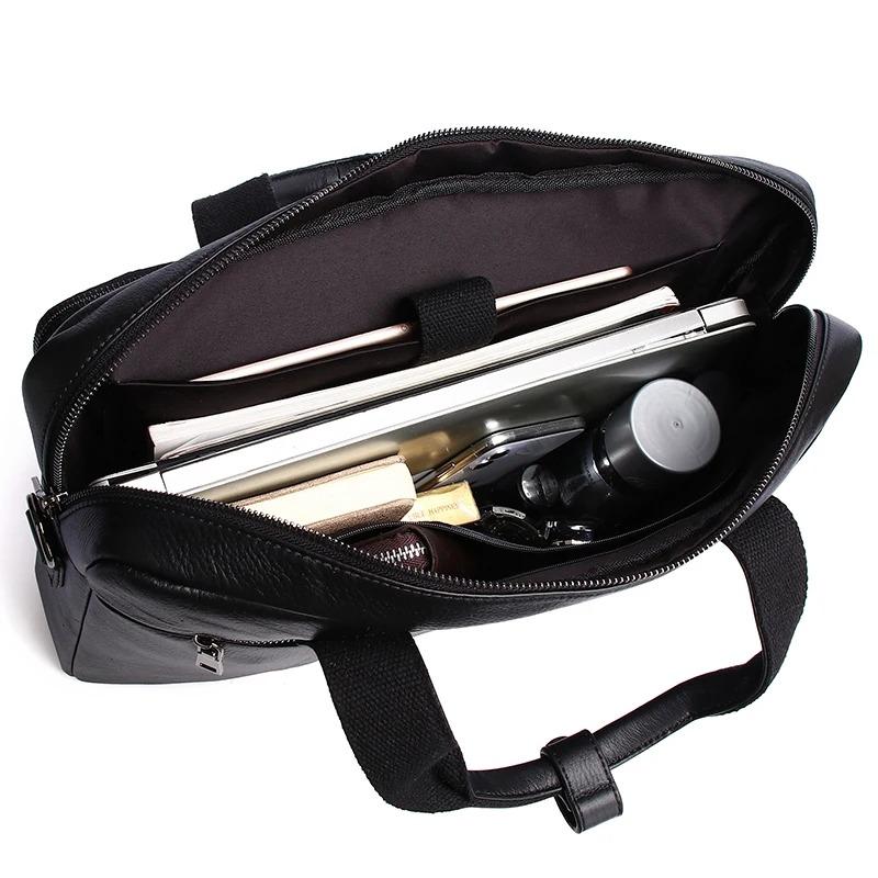 Cowhide men's briefcase 16 inch portable one shoulder computer bag breathable and waterproof