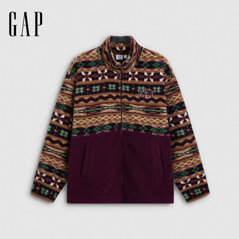 Gap Unisex Fair Isle Jacquard Fleece Stand-Collar Jacket