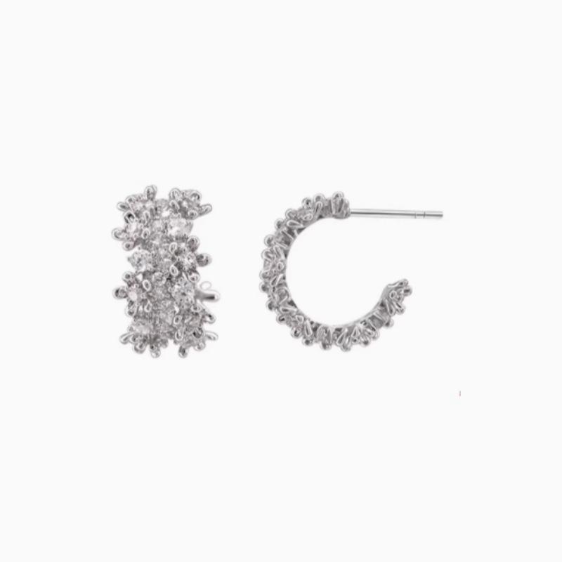 Luxurious Sparkling Zirconia C-Hoop Earrings - Versatile & Chic