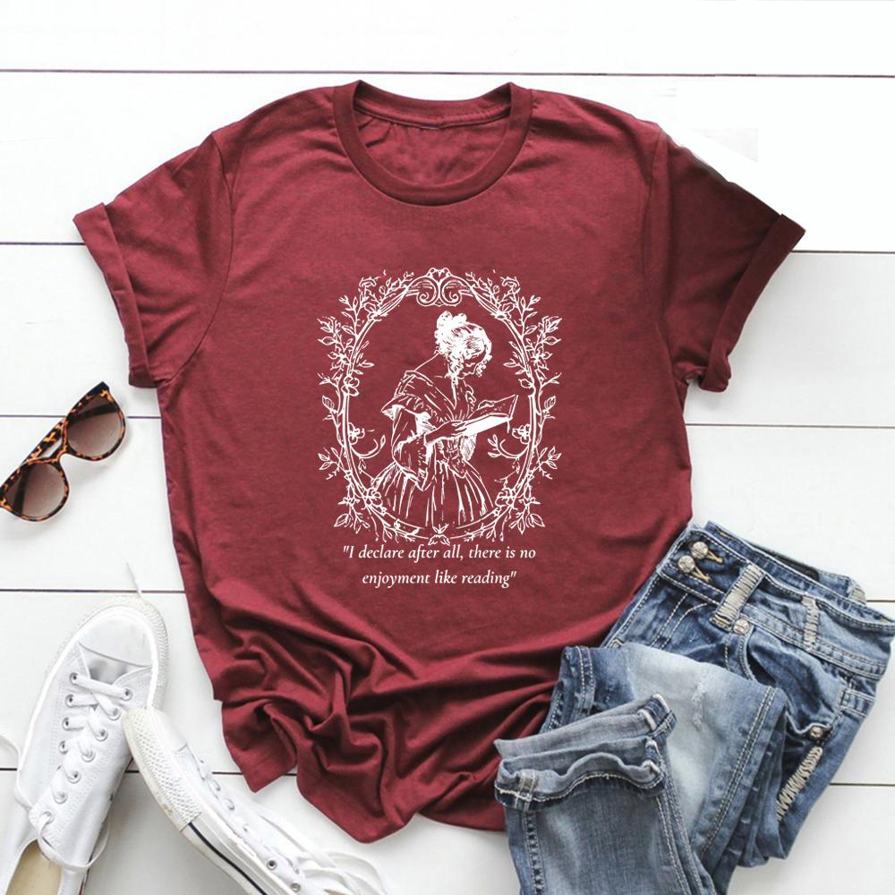 Pride and Prejudice T-Shirt Jane Austen Shirt Women T-shirts Short Sleeve Graphic Tees Vintage Women Clothes Bookish Gift