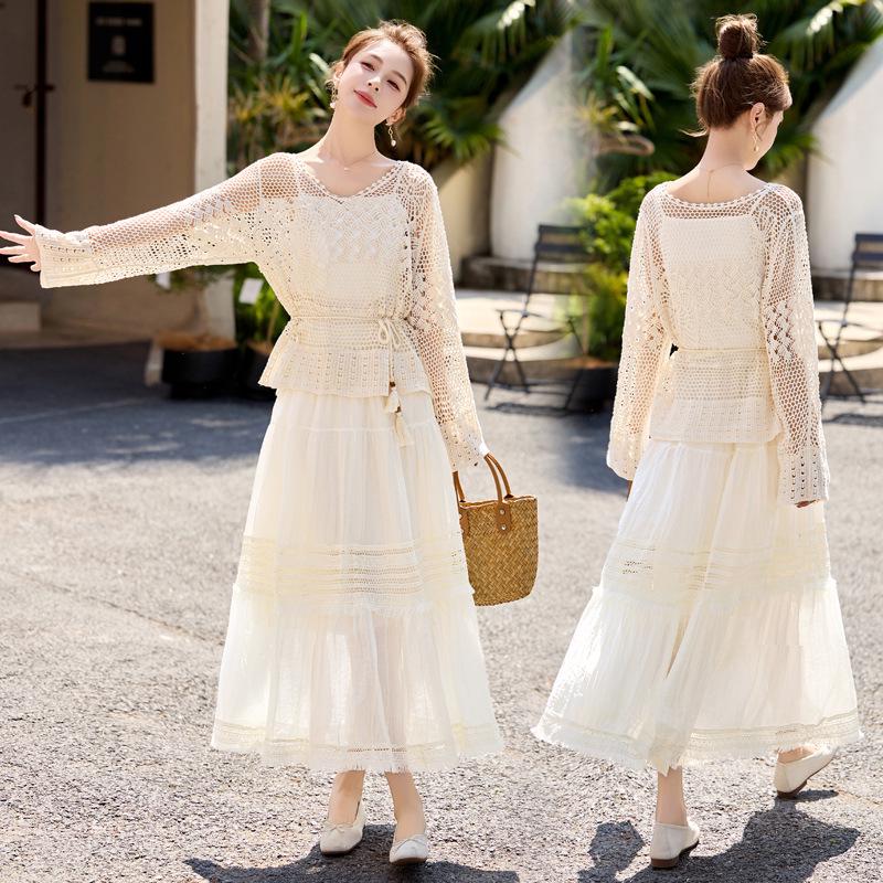 

Модный летний комплект без рукавов на 2025 год: жакет и юбка с ажурным дизайном (YF2559) L (105-115 jin)