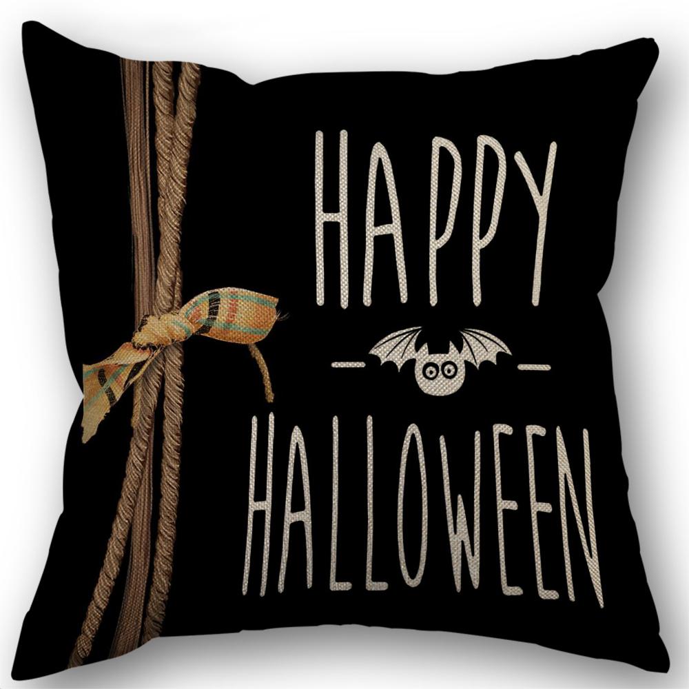 Halloween Decor Pillow Case 45x45 Pillow Cover Funny Pumpkin Ghosts Black Cat Print Cushion Cover Home Decorations Holiday Gifts