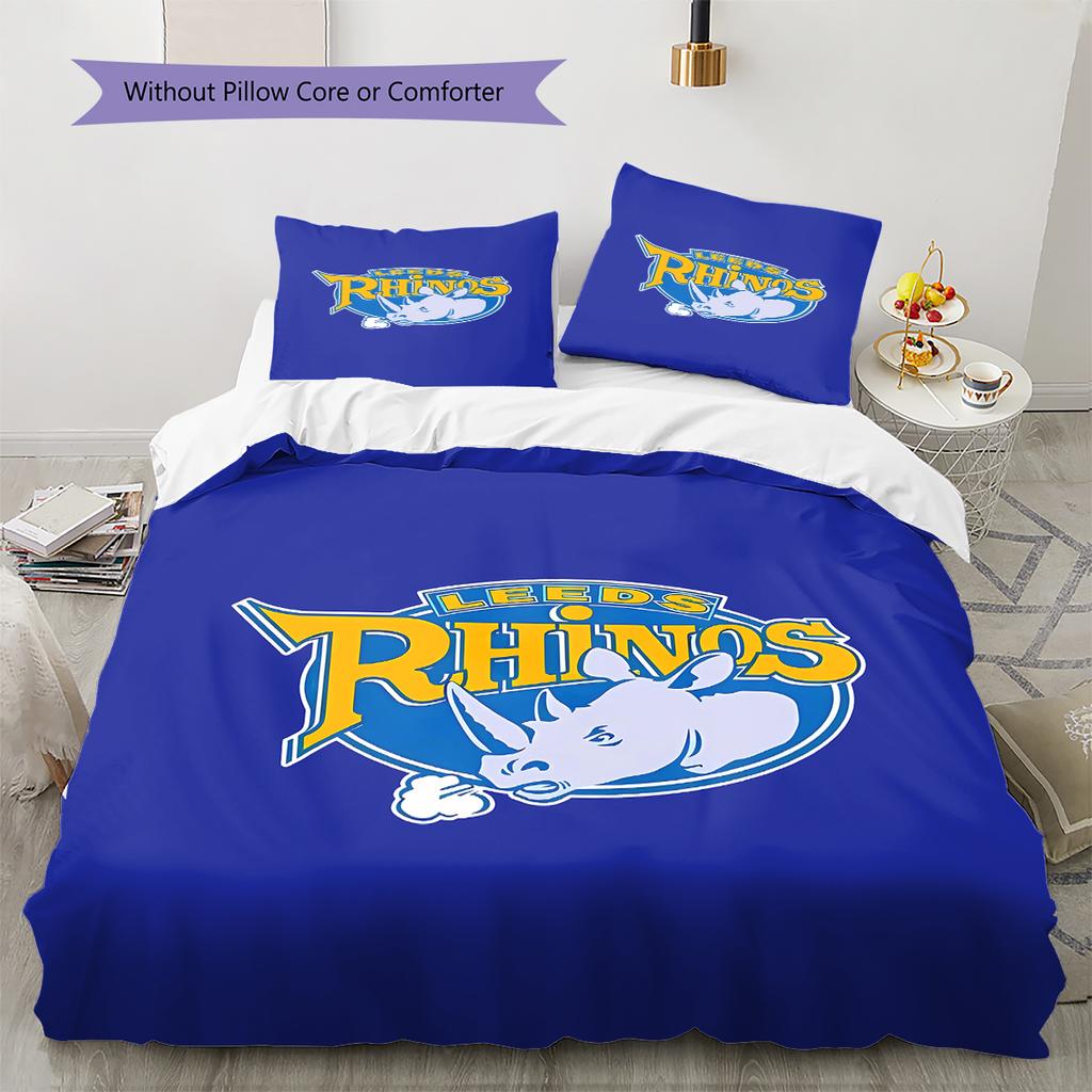 Povlečení s motivem Leeds Rhinos, Sada přikrývek Potah na přikrývku Povlak na polštář Domácí dárek k narozeninám (1 * povlak na peřinu + 2 * povlak na polštář, bez jádra)