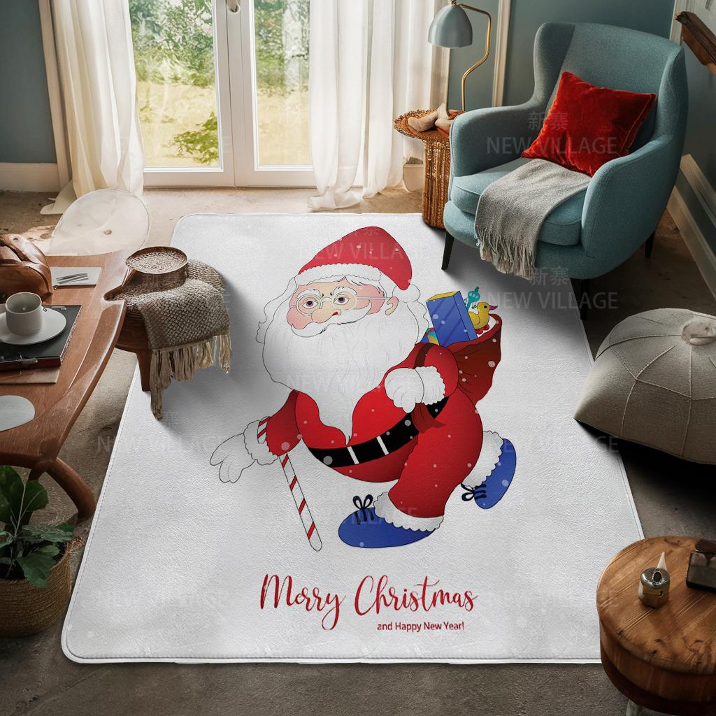 House Entrance Carpet Home Door Mat Living Room Bath Foot Bathroom Non-slip Water Absorption Rugs Bath Merry Christmas Winter