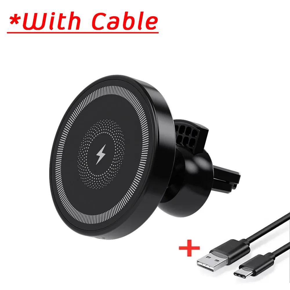360 Rotation Air Vent Phone Holder Magnetic Wireless Charger Stand For Magsafe iPhone 16 15 14 13 12 Pro Max Fast Charging Mount