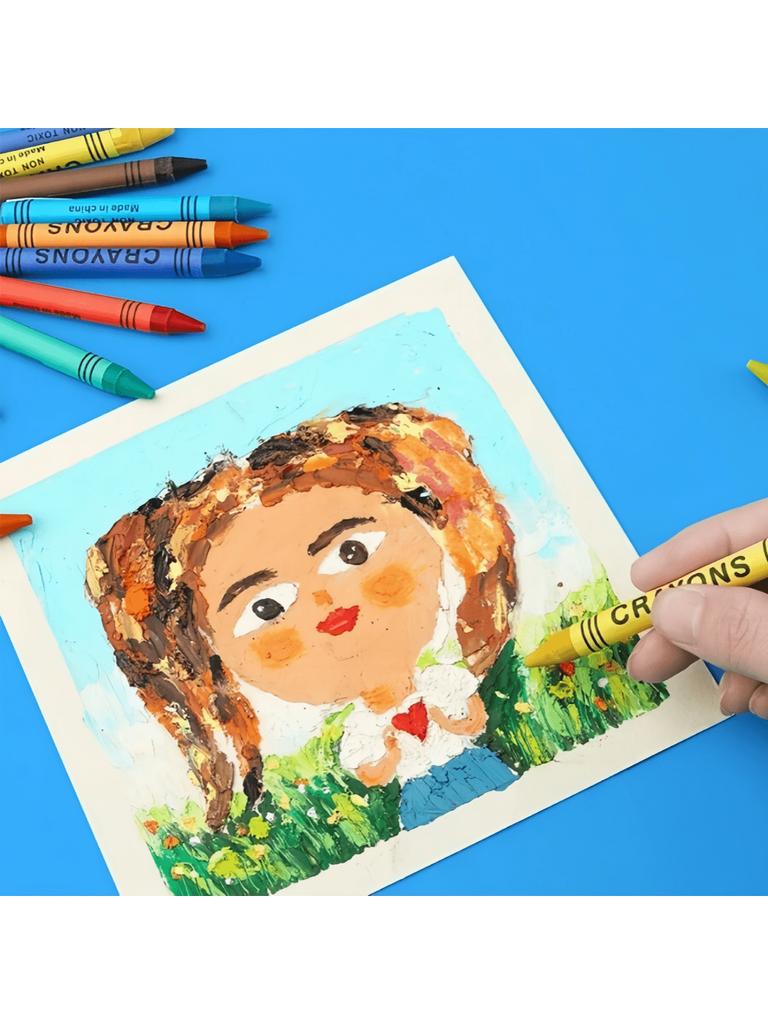 6/8/12/24Pcs Children's Art Painting Colored Crayons, Oil Pastels, Children's Non-Messy Hand Art Supplies for Kindergarten