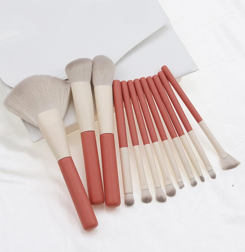 HMU Blind Drop Shipping Soft 12pcs Pink Wood Handle Good Quality Custom Logo Makeup Brushes Set