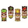 4 Stück Gesichtsmaske Dekor Massivholz Handbemalt Tiki Gesichtsmaske Tropischer Hawaiianischer Stil Wanddekoration Strand Poolbereich Dekoration