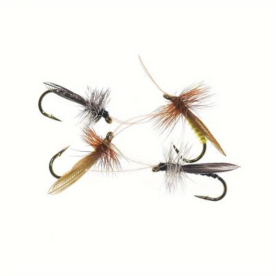 6PC #14 Brown Grey Sedge Caddis Adult Soft Hackle Dry Fly Trout Bass Grayling Lure Artificial Insect Bait