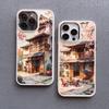 Vintage Oil Painting House Phone Case For iPhone 16 15 14 Pro Max 11 13 12 Pro MAX 7 8 Plus XR X Flower Courtyard Silicone Cover