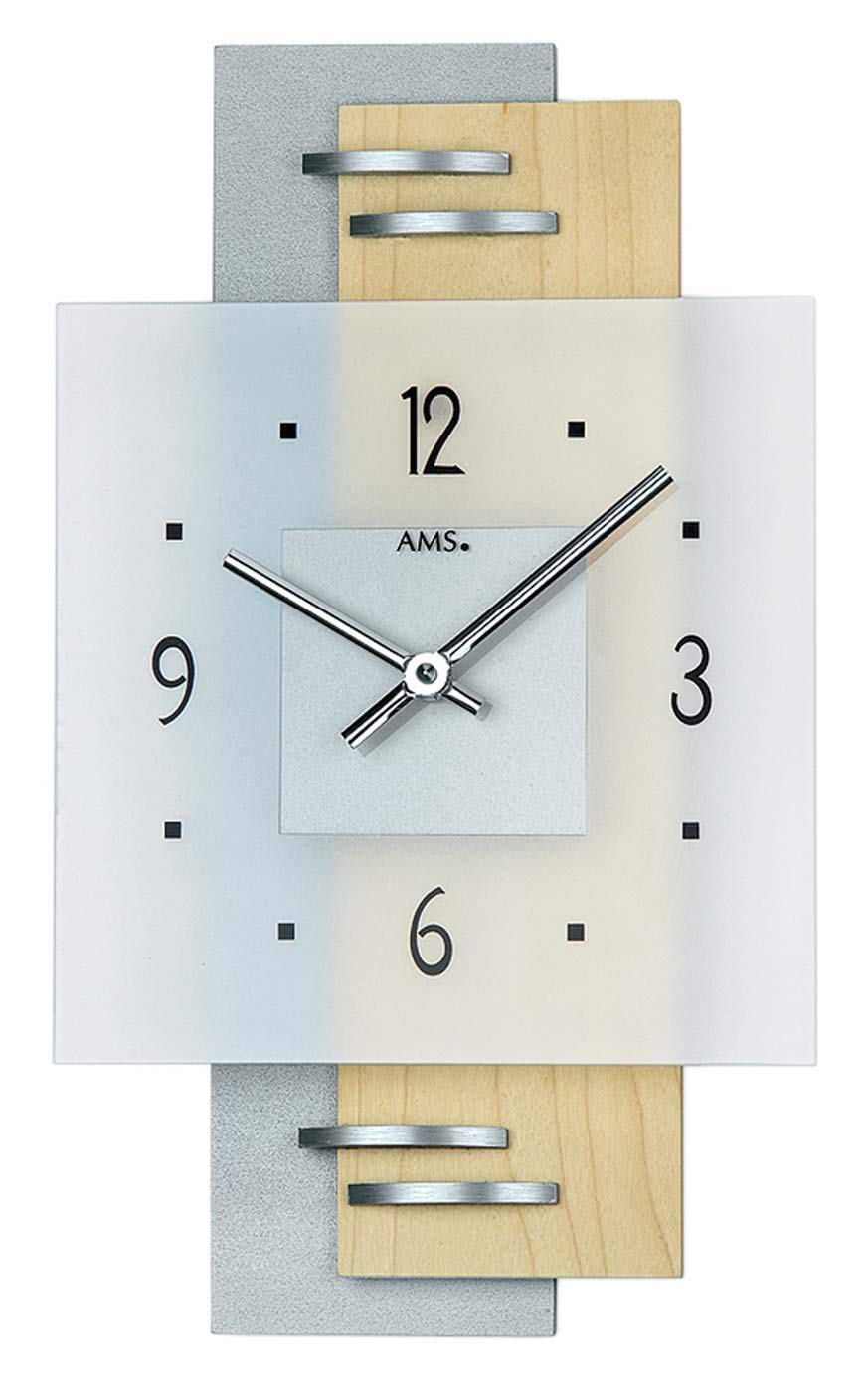 

AMS Woolen Fabric 36 x 5 x 381 cm Clock, Silver, сірий колір