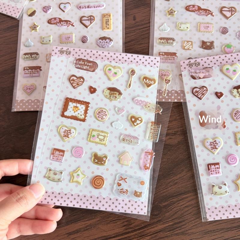 1/4Pcs Kawaii Cream Cake Cookies 3D Foam Stickers For Journal Scrapbook Stationery Decor Cute Y2K Sweetheart Dessert Stickers