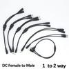 30cm DC 1 Male Female To 2 Way Male Female Power Supply Jack Splitter 5.5x2.1mm Supply Angel Cable for Strip Light 18/24awg Cord