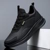 Men's leather sneakers lightweight casual outdoor single shoes running shoes large size black men's shoes