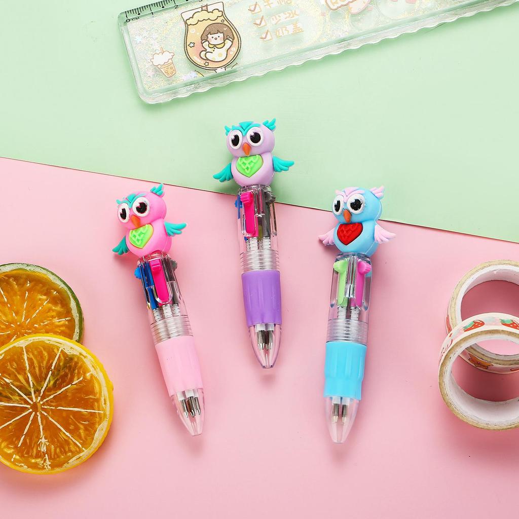 Korean Cute Animal Head 4-Color Click Ballpoint Pen