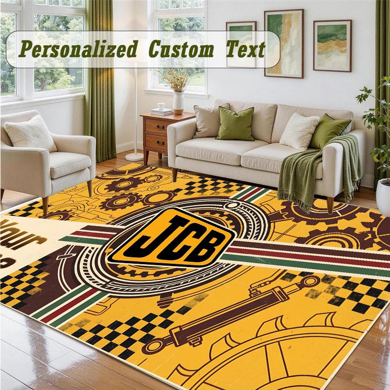 Crystal Velvet Square Rug Custom NameJCB Pattern Non Slip Home Floor Decor Rug