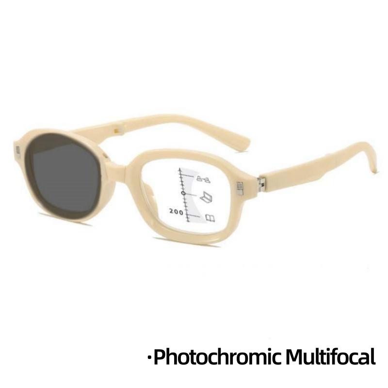 Portable Foldable Photochromic Reading Glasses Men Women Progressive Multifocal +1.0 To +4.0 Outdoor Presbyopia Glasses