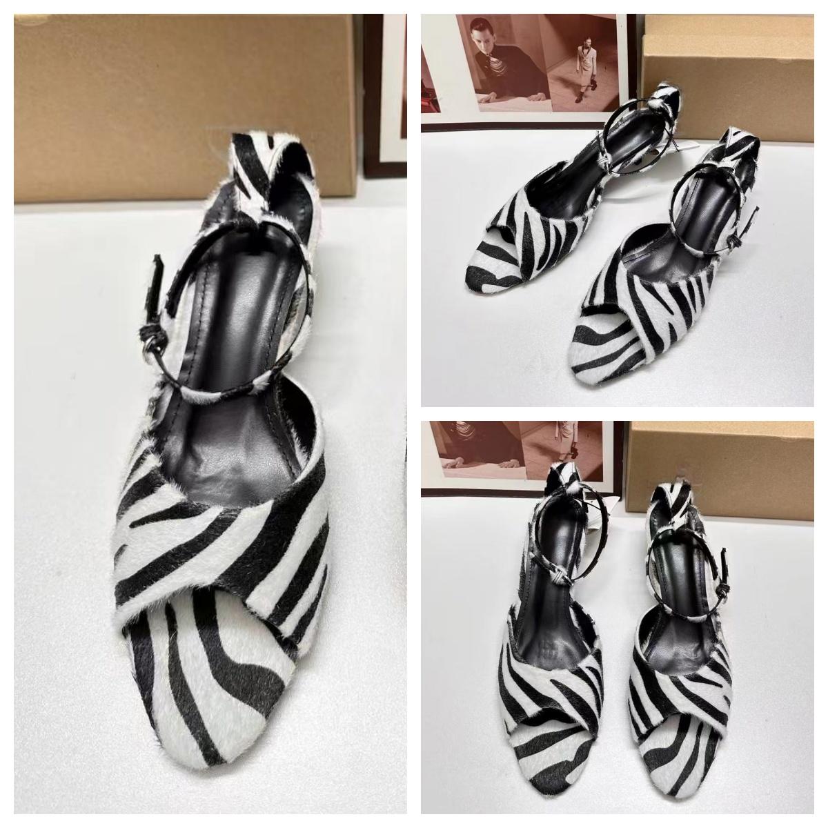 

TRAF Woman Chic Zebra-stripe Sandals Sexy Open Toe Low Heel Ladies High Heels 2024 Summer Elegant Party Female Prom Heel Shoes 36