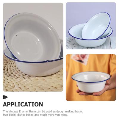 Enamel Bowl with Cover Keeps Food Fresh Soup Storage Basin Ideal Housewarming Gift for Family Friends Home Use