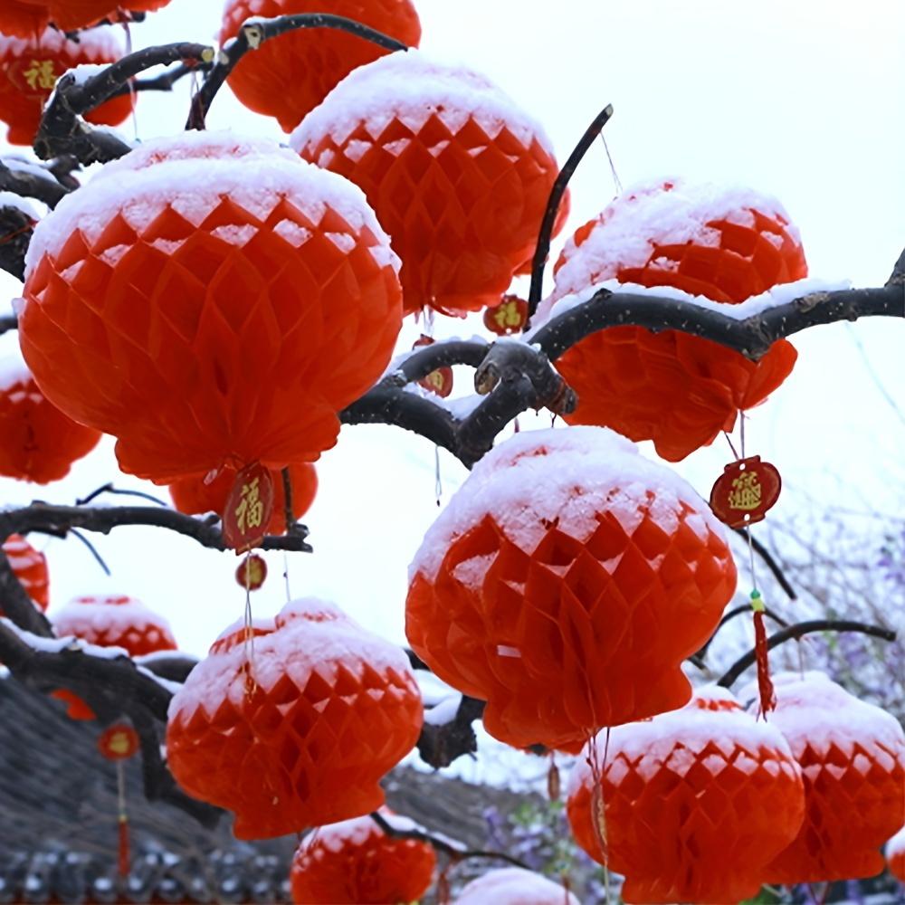 Red Chinese FU Plastic Honeycomb Lanterns for Wedding New Year Christmas Outdoor Decoration