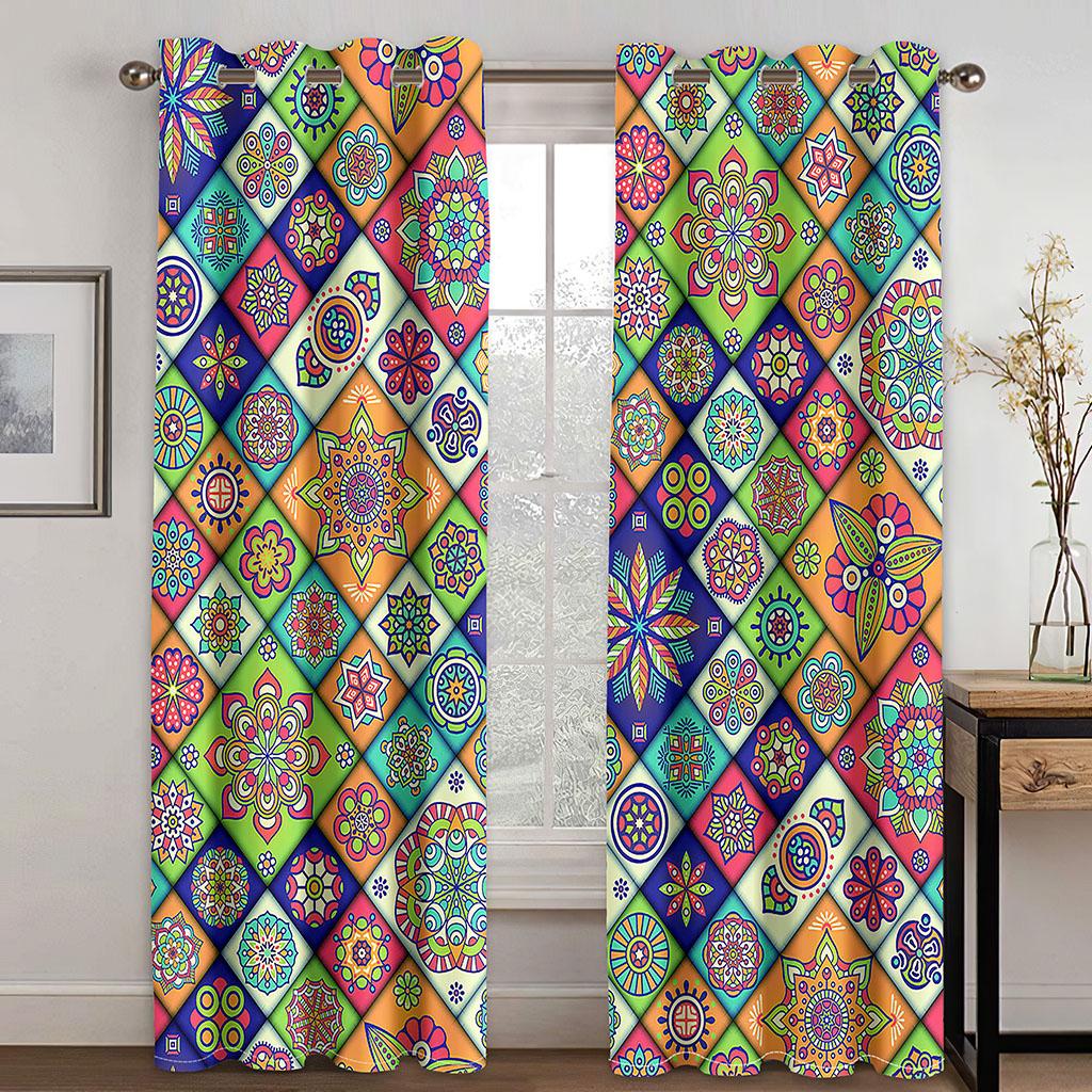 3D Bohemian Style Mandala Curtains 2 Panel Luxury Living Room Bedroom Den Kitchen Home Decor Curtains