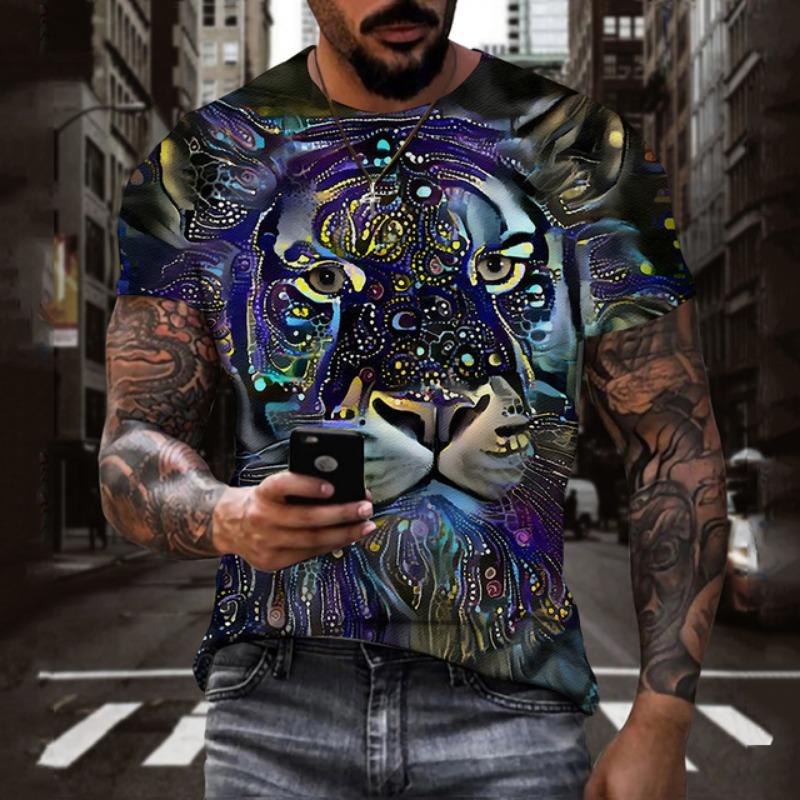 3D Animal Printing T Shirt For Men Fashion Funny Tiger Pattern Casual O-neck Short Sleeve Summer Oversized T-shirt Hip Hop Tops