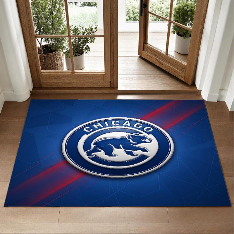 Chicago Cubs Design Crystal Velvet Rug Soft Decorative Mat for Bedroom Entrance
