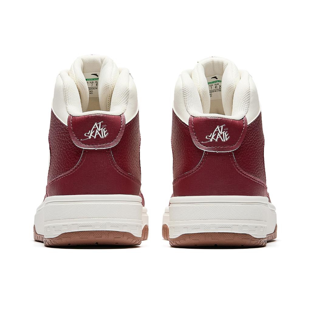 Anta Street Warrior 3 Synthetic Leather Non-Slip Wear-Resistant Casual High-Top Skate Shoes Men Sneakers Ivory-White Crimson 912548087-1