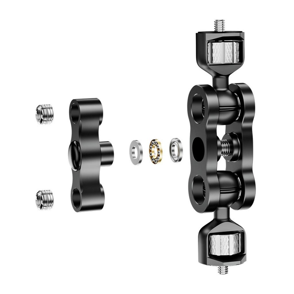 Metal Mount Arm 360 Degree Rotation Double Ballheads 1/4in Screw Mount for Camera and Lighting Equipment