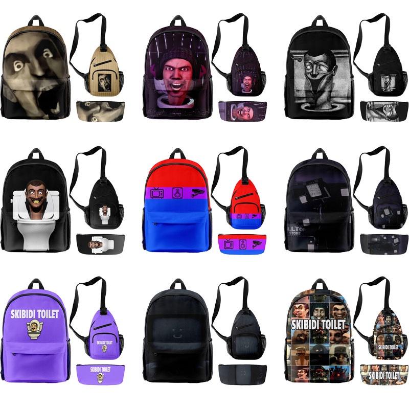 2023 New Skibidi Toilet Prank Backpack Set Oxford Cloth Unisex 20l Capacity Breathable
