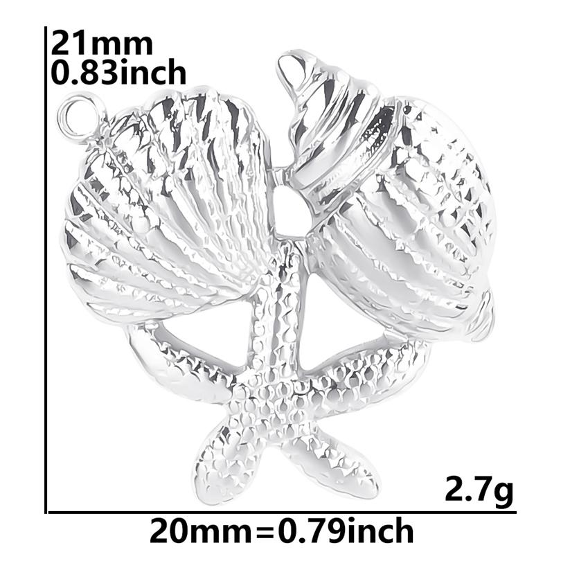 6Pcslot Sea Accessories Shell Conch Snake Pendant Stainless Steel Charms For Jewelry Making Bulk Diy Necklace Earrings Material